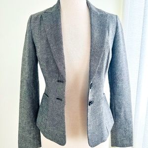 H&M Tailored Fitted Gray Tweed Wool Blazer Size 4